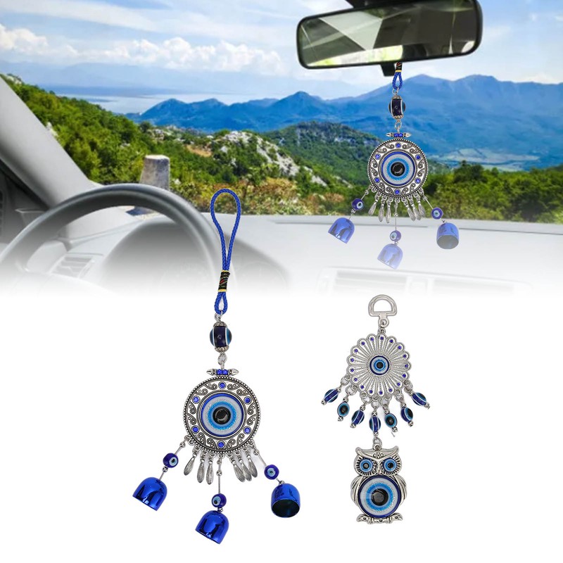 2pcs Blue Eye Owl Ornament Good Luck Attract Wealth Fashionable