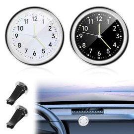 2 pieces car clock: mini vehicle dashboard dashboard clock, car air vent dashboard clock, car clock with double-sided sticker and ventilation clip, quartz car clock for car interior decoration, small