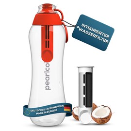 PearlCo Drinking bottle SOFT with filter 0.5 liters (red) | Water bottle BPA-free | School, sports, water, on the go