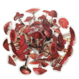 ZMLSED Vintage Red Mushroom Natural Stickers, 40Pcs Spring Autumn Decorative Retro Decals Adhesive Aesthetic Trendy for Scrapbook Laptop Album Envelopes DIY Craft Daily Planner Embellishment Bottle