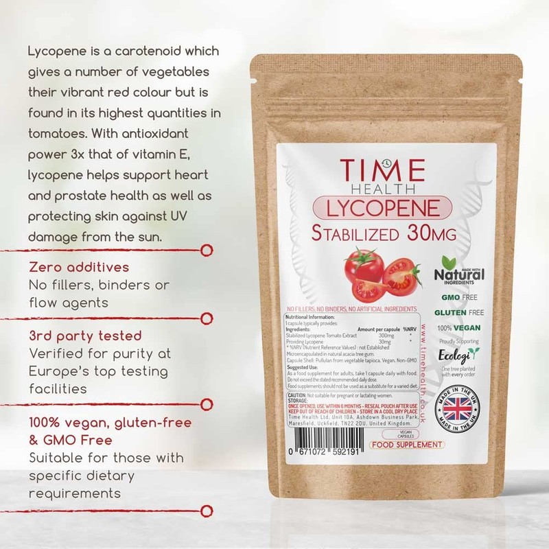 Lycopene – 30mg per Capsule – Stabilized, Microencapsulated Formula –