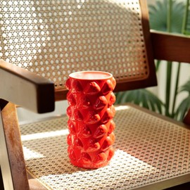Romehaha Ceramic Fruirt Flower Vase, Decorative Ceramic Cylindrical Strawberry Red Vase,Unique Strawberry Decor for Home,Kitchen,Office