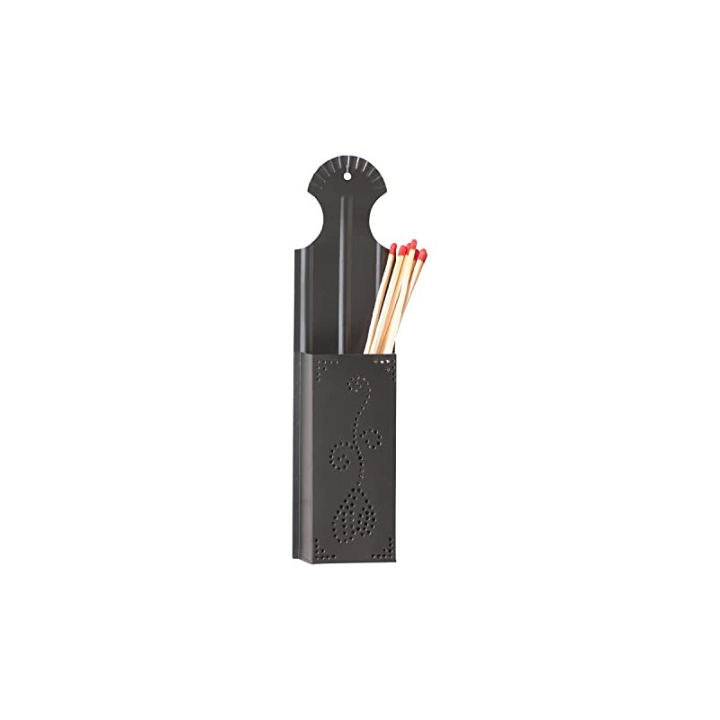 Irvin's Tinware, K18-12SM, Long Match Holder in Smokey Black, Rustic