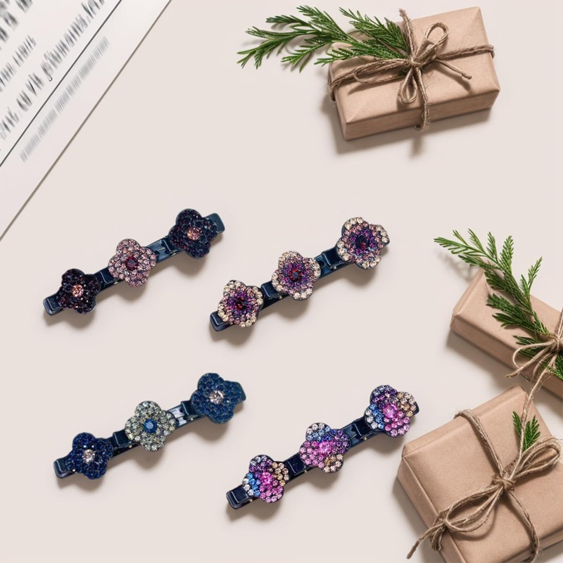 8pcs Braided Hair Clips,Sparkling Crystal Stone Braided Hair Clips,Barrette Hair