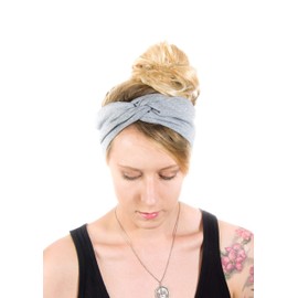 Forgotten Cotton Twist Headband Extra Wide Scrunch Turban (Light Heather Gray)