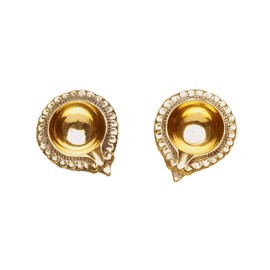 Diya Deepak Pooja Diya Puja Item Religious Brass Oil Lamp Pooja Essential Decoration Aarti Diya Lighting Accessories Gift Items Pooja Kit Lanterns Lamps(Size:- 2" Inches) (Set of 2)