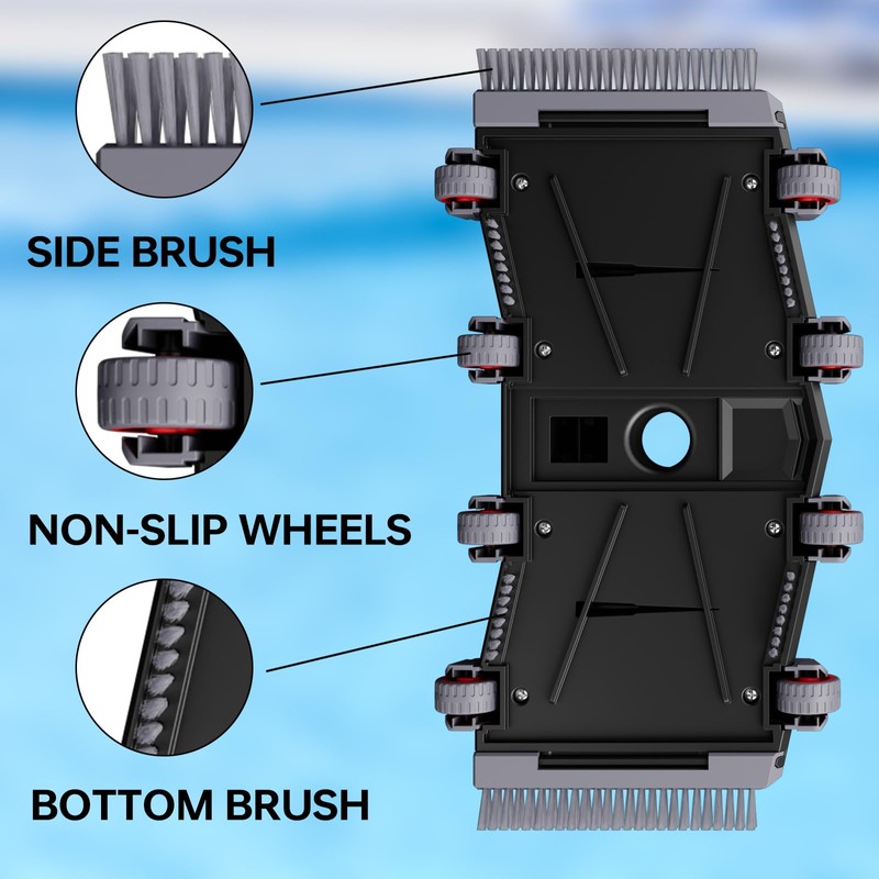 Sepetrel Heavy Duty Pool Vacuum Head with Wheels & Aluminum