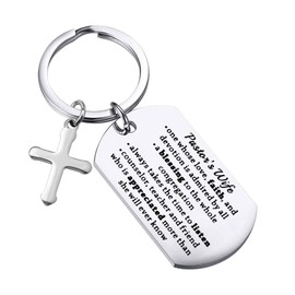 MYOSPARK Pastor Wife Keychain Gift Preacher Wife Gift Pastor Appreciation Gift Christian Jewelry Gift Minister's Wife Gift (CA Pastor Wife DT)