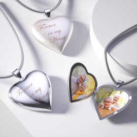 Fanery Sue Locket Necklace for Women, Heart Locket Necklace Pendant Necklaces with Picture Inside- Jewelry Memory Gifts Vintage Cute Locket for Women (Black Rose Locket)