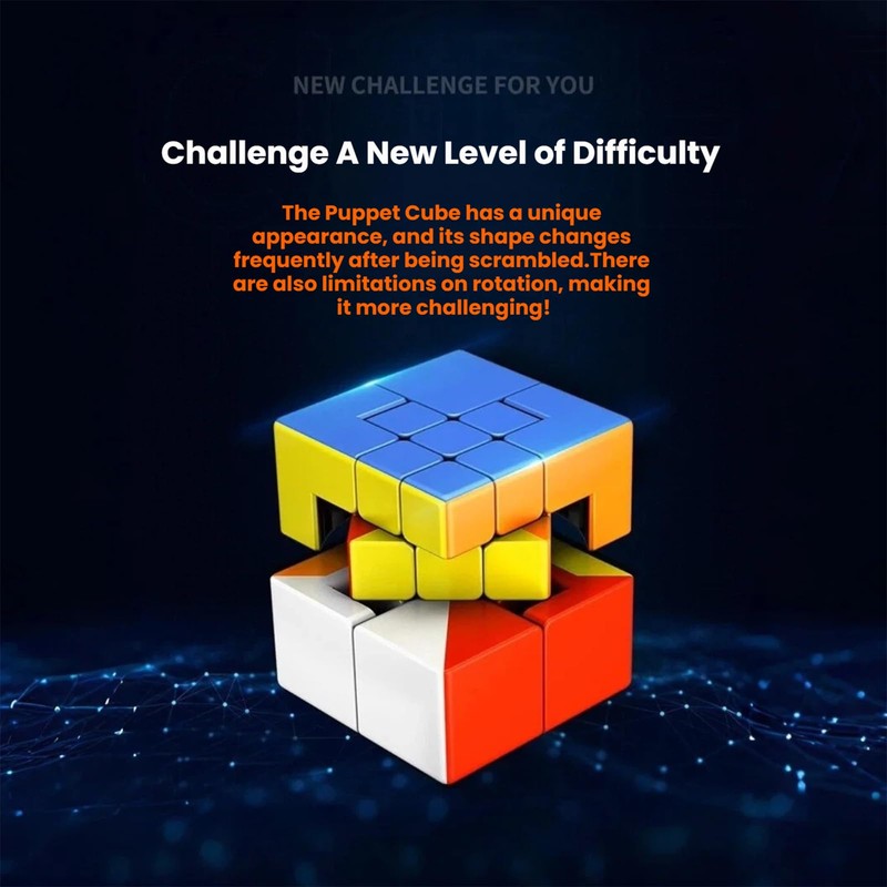 UMESCENE 3x3 Puppet Speed Cube, 3x3 Bandage Magic Cube, Brain