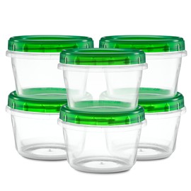 Elegant Disposables (4 Ounce 10 Pack) Twist cap Containers Clear Bottom With Green Top Screw on Lids Twist Top Food Storage Freezer Containers