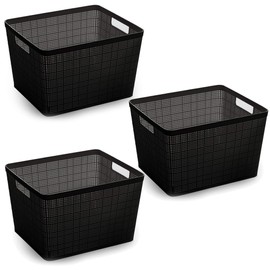 BINO Woven Plastic Storage Basket (Black, 5PK- XS)