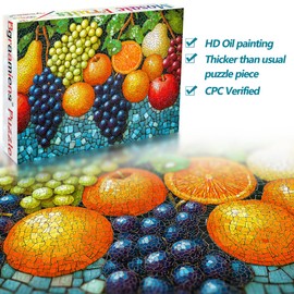 Bgraamiens Puzzle-Mosaic Fruits-1000 Pieces Mosaic Puzzle for Adults, Unique Art Puzzle, Impossible Puzzle Color Challenge Puzzle for Adults