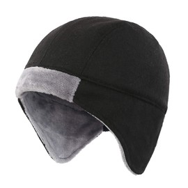 Magracy Men's Warm Fleece Lined Earflap Beanie Windproof Skull Cap Winter Ski Hat Black