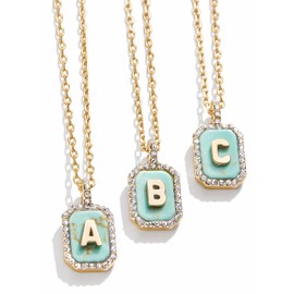 BaubleBar Turquoise and Pave Initial Gold Plated Necklace - T