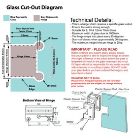 Di Vapor (R) 90 Degree Wall Mounted Shower Door Glass Hinge | Chrome Plated | Si