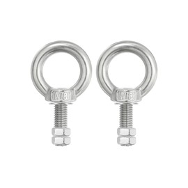 PATIKIL Lifting Shoulder Eye Bolts, 2 Pack M8x35 304 Stainless Steel Eye Bolts Threaded Screw Eyebolt Shoulder Ring with Double Nuts Fixed for Lifting Hanging