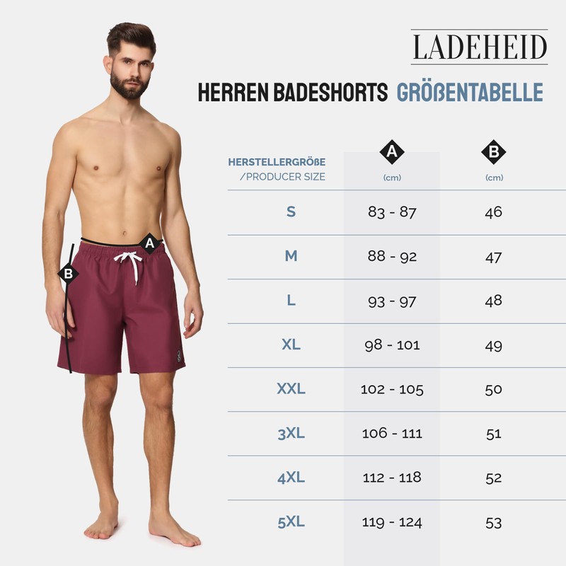 Ladeheid LA40-129 men's swimming trunks, beach shorts - red, size: