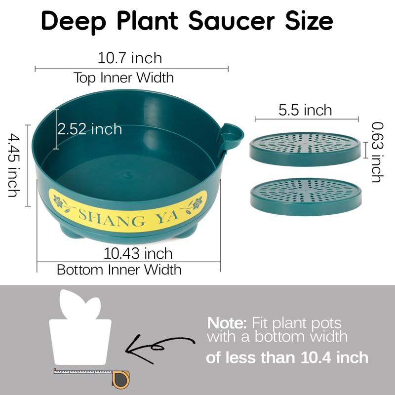 Deep Plant Saucer, Plastic Bottom Watering Tray with Height-adjustable Planter