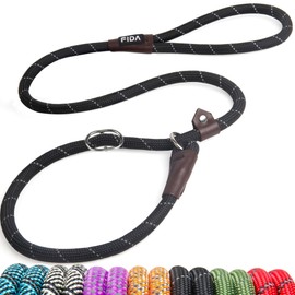 Fida Slip Leads for Dogs, 4 FT x 1/2" Dog Leash Heavy Duty Comfortable Strong Rope Leash for Large, Medium Dogs, No Pull Pet Training Leash with Highly Reflective, Black