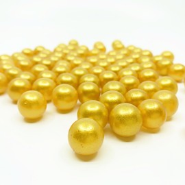 CYS EXCEL Gold Glass Marble Gemstone Vase Filler (3 LBS) | Multiple Color Choices Aquarium Glass Round Marble Beads | Decorative Mosaic Glass Gem Pebbles