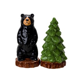 Pacific Giftware Forest Retreat Black Bear Salt and Pepper Shakers