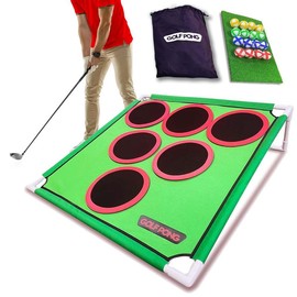 Golf Pong Game Set | Indoor & Outdoor Golf Beer Pong - Includes 16 Velcro Balls, Chipping Mat & Carrying Case | Fun Game for Adults - NO CLUB INCLUDED - Game Set: Golf Pong - Original Game Set