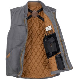Legendary Whitetails Mens Concealed Carry CCW Vest with Two Holsters Water-Repellent Canvas Insulated, Charcoal, 2XL