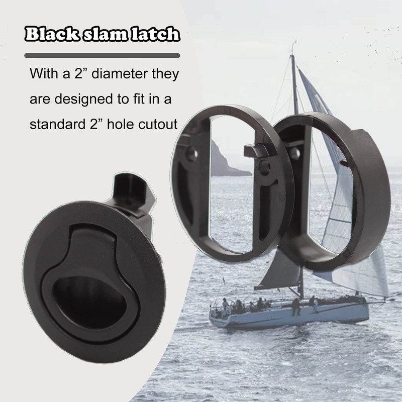 Searoam Slam Latch 2'' Flush Pull Latch Black Plastic Nylon