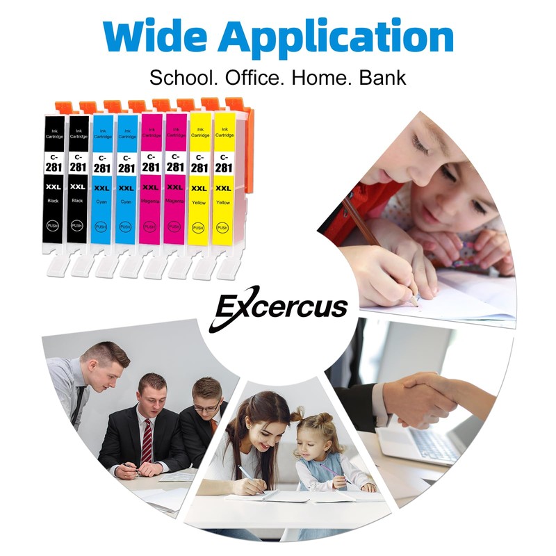 EXCERCUS 8 Pack CLI-281Ink Cartridge Replacement for Canon CLI-281XXL Use
