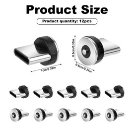 BTFO 12 Pcs Type C Magnetic Charging Tips, Strong Magnetic Charger Plug for Type C Devices USB Charging Tips Compatible with 1-Pin Cables