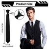 Mantieqingway Clip-On Black Tie 3.15'' Solid Color Pre-tied Adjustable Neck