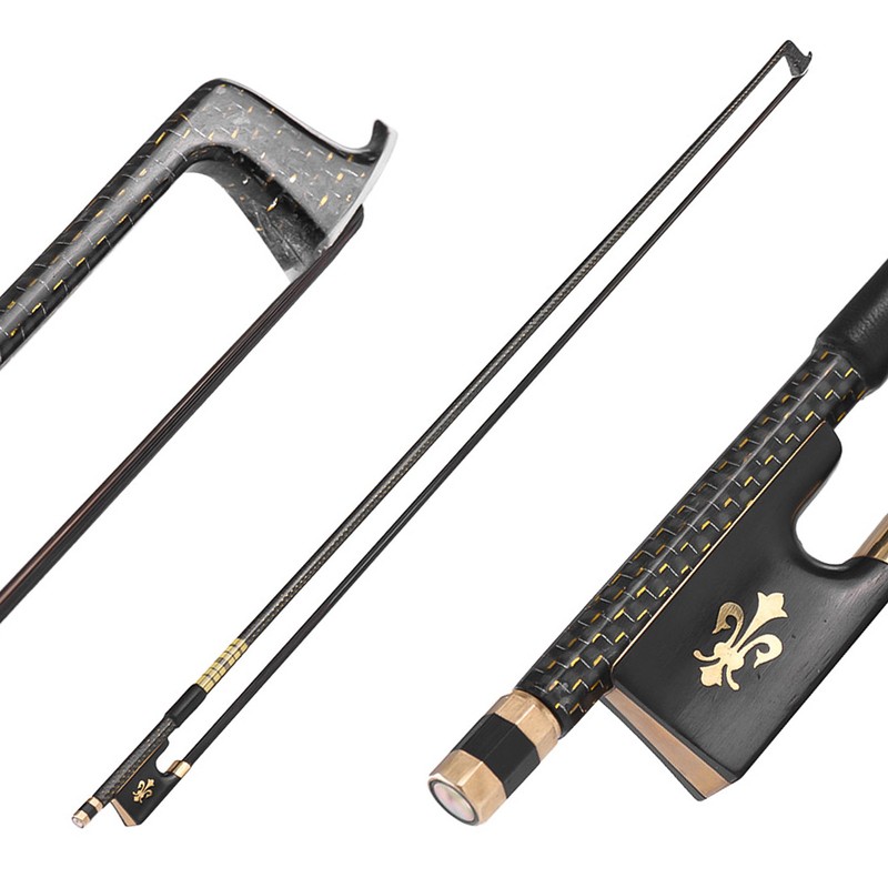 4/4 Violin Fiddle Bow Well Balanced Golden Braided Carbon Fiber