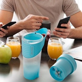 Portable Blender 460ml for Shakes Smoothie Juice, for Travel Gym Office, 4000mAh Type-C Rechargeable Personal Blender with 6 Sharp Blades Powerful 22000r/m Water Bottle Cup (Blue)