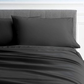 Way Fair 4 Piece Sheet Set 42" x 80" Size Dark Grey Solid - 100% Egyptian Cotton, 600-Thread-Count Cooling Bed Sheets, 15 Inch Deep Pocket of Fitted Sheet, 42x80 Bunk Size Cotton Bed Sheets Set