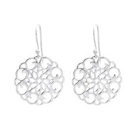Silverly Women's .925 Sterling Silver Flower Circle Filigree Dangle Earrings