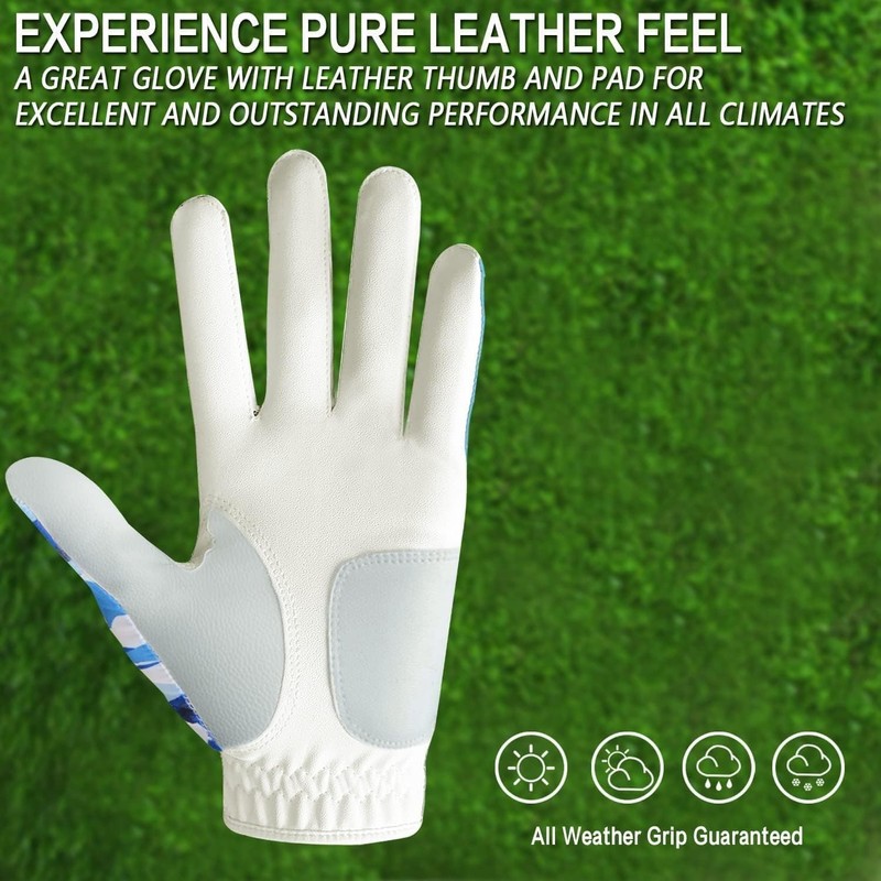 FINGER TEN Men's Golf Gloves Left Right Hand Leather with