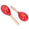 2 Pcs Maracas Red Carved Wooden Sand Ball Percussion Instrument