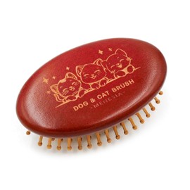 Menesia Bamboo Bristle Cushion Brush for Cat & Dog Hair - Bamboo Pet Scalp Massager - Kitty & Puppy Hair Grooming Brush Comb (Brown)