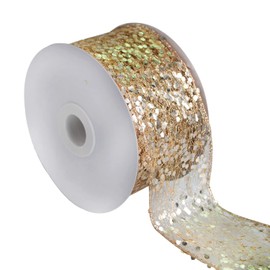 GL-Turelifes Mesh Ribbon Chunky Glitter Wired Ribbon 2.5’’x 10 Yards x 1 Roll Metallic Christmas Ribbon for Bows DIY, Christmas Tree, Xmas Gift,Wreath, Bows Gifts Box Decoration (Champagne)