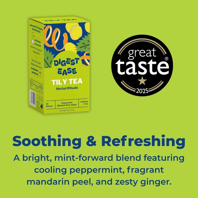 Tily Tea Digest Ease Herbal Tea | Caffeine-Free | Peppermint,