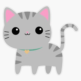 Leyland Designs Cute Gray Tabby Cat Sticker Outdoor Rated Vinyl Sticker Decal for Windows, Bumpers, Laptops or Crafts 5"