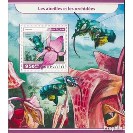 Djibouti miniature sheet 764 (complete. issue.) unmounted mint/never hinged ** MNH 2017 Bees and Orchids (Stamps for collectors) Invertebrates Other (insects, snails, bees…)