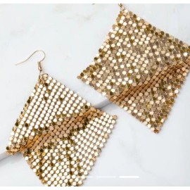 Plunder Design Trendy Fashion Jewelry Melinda Gold Metallic Cloth Dangle Earring