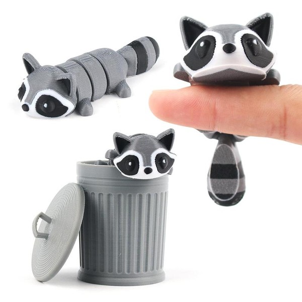 3D Printed Articulated Raccoon Toy, 1 Count Cute Trash Panda