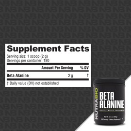 NutraBio Beta Alanine Pre-Workout Supplement - Beta Alanine Powder- 360g Powder