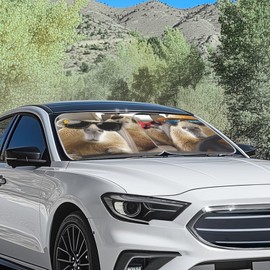 Aplkyhs Capybara Car Windshield Sunshade 2 Piece Novetly Car Sun Shade Universal Front Window Sun Shade Foldable UV Rays Sun Visor