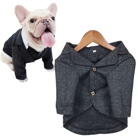 TQFlow Dog Clothes Pet Plaid Suit Dog Tuxedo Costumes, Formal Gentleman Apparel Vest, Wedding Party Birthday Wear French Bulldog Pug Teddy Terrier Pup(Black Coat, S)