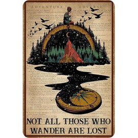 Bodyard Metal Poster Plaque Camping Not All Those Who Wander are Lost Retro Metal Tin Signs Vintage Aluminum Sign for Home Bar Metal Decor 12x16 Inch