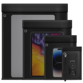 Solaradgy Faraday Bags, 4 Pack Faraday Pouches for Laptops & Tablets & Phones & Car Keys with Strap Fireproof & Waterproof Cell Phone Jammer Obstructing Signals Bags RFID Signal Blocker Faraday Phone